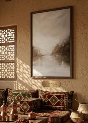 إطار لوحة أفق الصحراء الهادئ