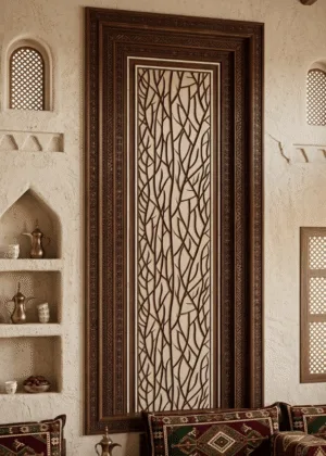 لوحة جدارية بإطار خشبي هندسي أنيق